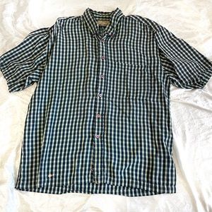 Vintage Function n Future blue / green and white plaid button-up shirt